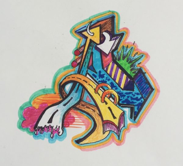 One Point Perspective Graffiti Style Letter